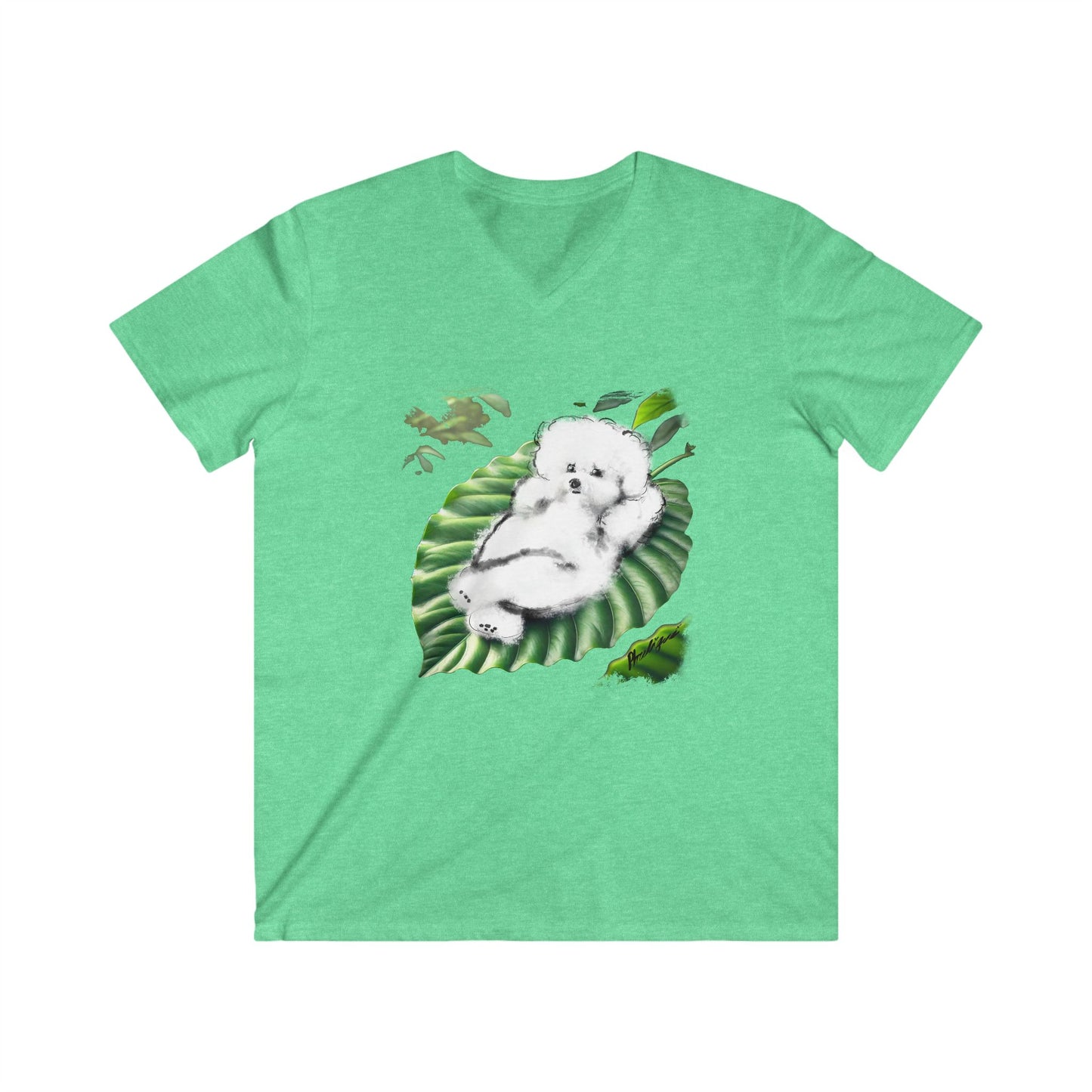 "On Leaf 9" Men's Fitted V-Neck Short Sleeve T-Shirt