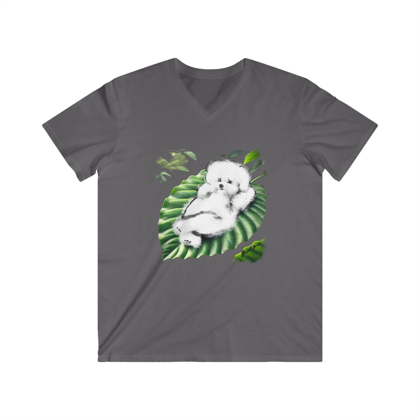"On Leaf 9" Men's Fitted V-Neck Short Sleeve T-Shirt