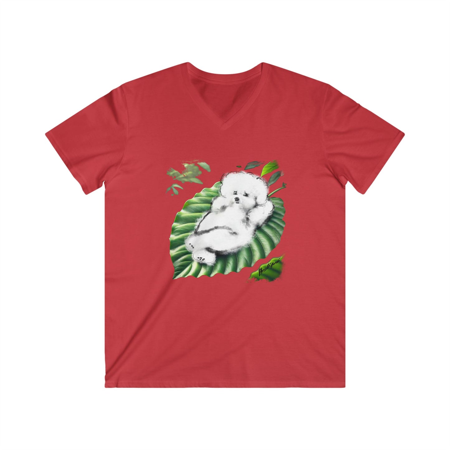 "On Leaf 9" Men's Fitted V-Neck Short Sleeve T-Shirt