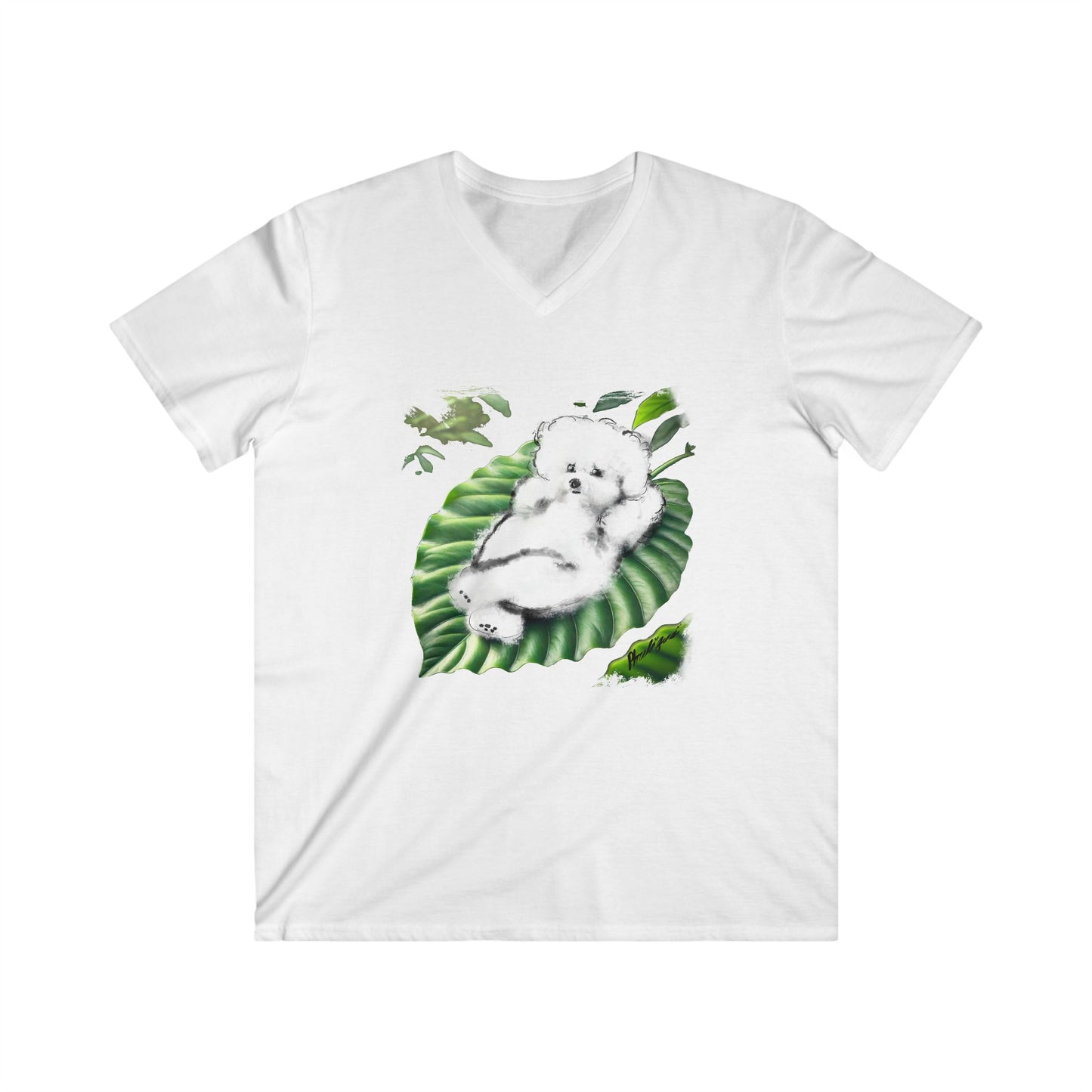 "On Leaf 9" Men's Fitted V-Neck Short Sleeve T-Shirt