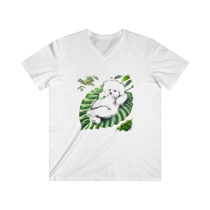 "On Leaf 9" Men's Fitted V-Neck Short Sleeve T-Shirt