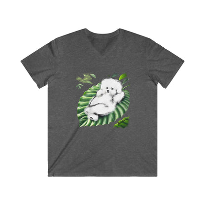 "On Leaf 9" Men's Fitted V-Neck Short Sleeve T-Shirt