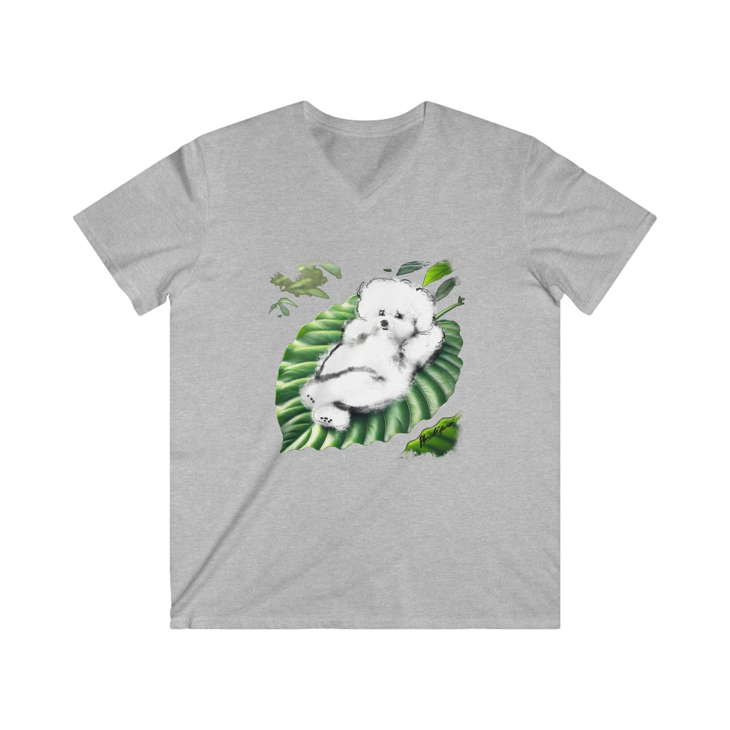 "On Leaf 9" Men's Fitted V-Neck Short Sleeve T-Shirt