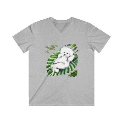 "On Leaf 9" Men's Fitted V-Neck Short Sleeve T-Shirt