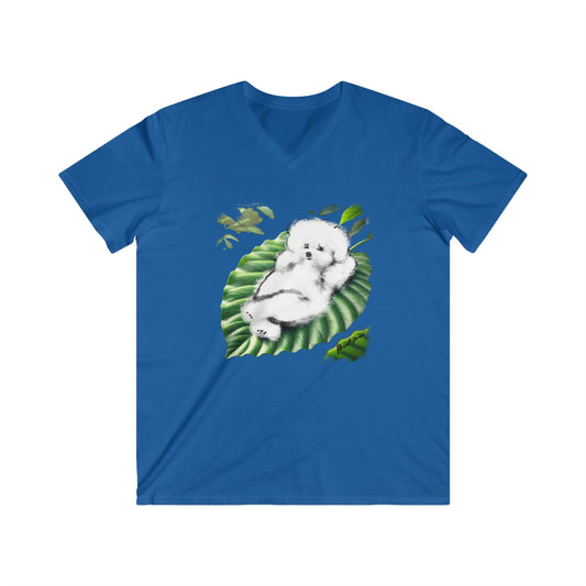 "On Leaf 9" Men's Fitted V-Neck Short Sleeve T-Shirt